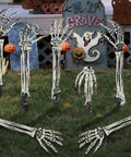 10 Pack Realistic Skeleton Arm Decorations For Garden And Lawn Halloween Decor with grave stakes on grass