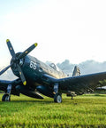 Six Channel RC Warbird Plane With 1700mm Wingspan F4U Corsair V3 PNP Kit taxied on grass field