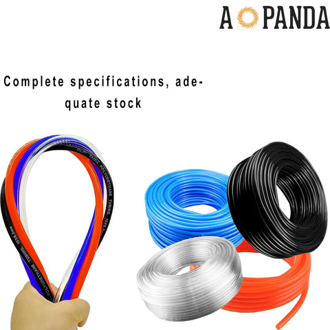 Pneumatic Tubing Five Eighth Inch Outer Diameter PU Polyurethane Air Hose Clear 16.4 Ft for various fluid transfers displayed in rolls.