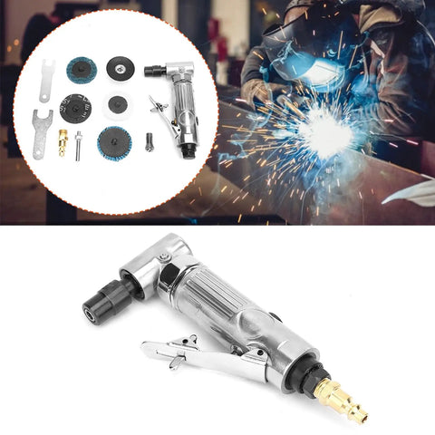 Killer Pneumatic Die Grinder With Two Inch Disc And High Speed Motor For Metal Wood Deburring And Casting Shop Work Built Like A Rig To Knockout Every Tough Grinding Task Smooth Operator showing die grinder with various accessories.