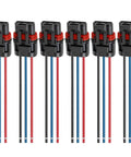 Six Pack Plug And Play Three Pin Wiring Harness Connectors For Pulse Bar Setup Badass Trail Ready Electrical Adaptor For Ranger RZR And General Models 2018 Through 2026, featuring six three-pin connectors with color-coded wires.