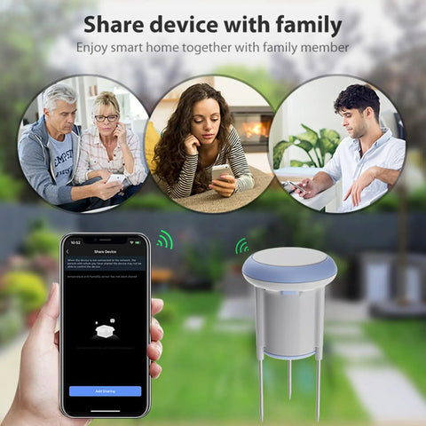 Smart Soil Sensor With Real Time App Monitoring For Garden Farm And Greenhouse, Moisture Meter And Temperature Sensor, WiFi Enabled Soil Tester For Plant Care, Alexa And Google Home Compatible shown in use with app on smartphone.