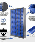 100 Drawer Parts Cabinet With Mega Capacity For Garage Shop Tools featuring blue drawers and sturdy alloy steel frame