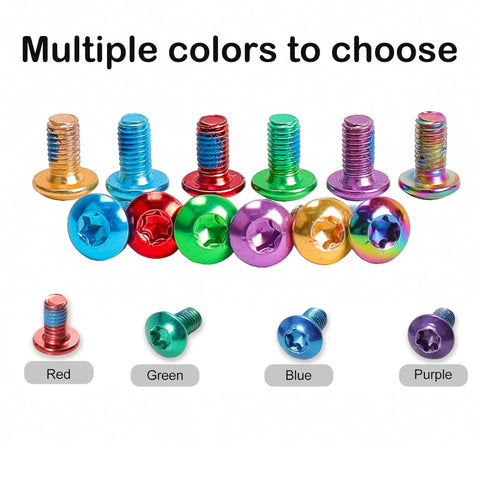 12 Pack Bicycle Disc Brake Bolts M5x10mm Stainless Steel Screws With T25 Wrench Purple Dope For MTB in multiple colors