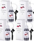 4 Pack Graphite Powder For Pinewood Derby Cars, 0.5oz with needle tip bottles and cleaning brushes, front view