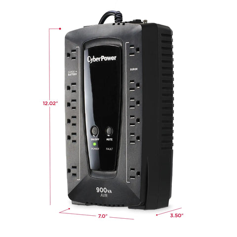 AVRG900U 900VA 480W AVR UPS Battery Backup and Surge Protector With 12 Outlets, Simulated Sine Wave Output, Compact Design, UL Certified For Home Office Computers, Networking Gear, and Entertainment Systems
