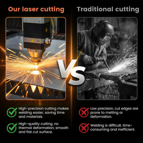 Comparison of laser vs traditional cutting methods for 50 Piece Welding Practice Kit With Steel Coupons, Magnetic Clamp, Gloves, And Dice Cube Cuboid Projects For Beginners To Level Up Welding Skills On Real Steel.