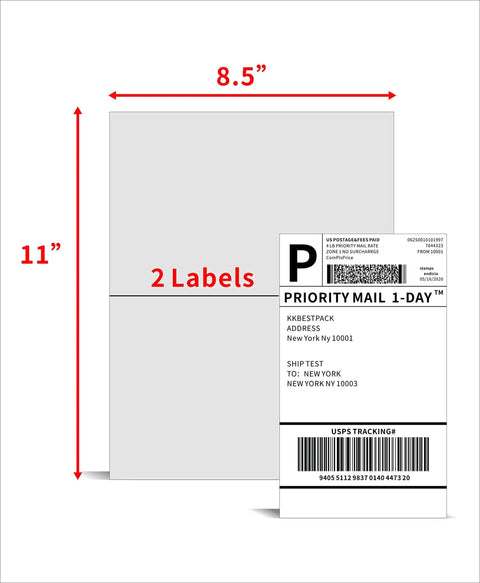 Top Shelf Half Sheet Shipping Labels For Laser And Inkjet Printers With Grip Tight Self Adhesive Backing Straight Up Quality For Mailing Envelopes And Boxes On White Matte Paper Size 8.5 By 5.5 With Two Labels Per Page In A Snappy 200 Count Pack