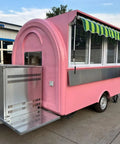 Custom Mobile Coffee And Pastry Trailer with fridge, griddle, and sink for street vending, showcased from the rear.