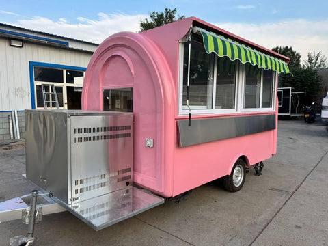 Custom Mobile Coffee And Pastry Trailer with fridge, griddle, and sink for street vending, showcased from the rear.