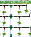 Diagram of 25 Pack Micro Spray Drippers With Three Way Atomizing Nozzles For One Quarter Inch Tubing in garden setup