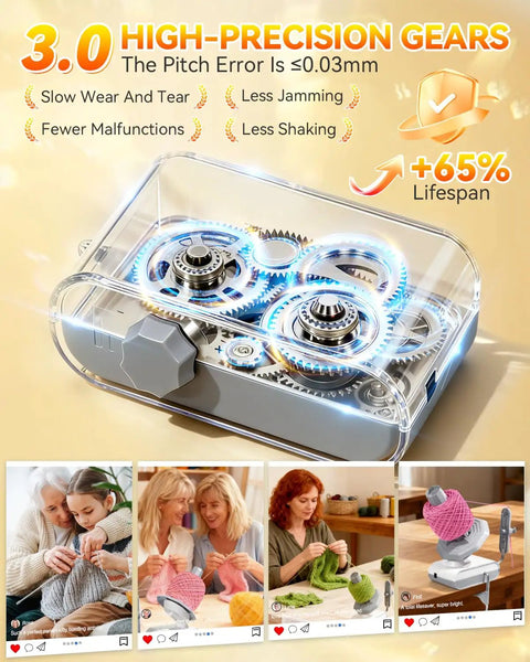 Upgraded Electric Yarn Winder With German Motor And S Grade Precision Gears for crocheting, compact and efficient design