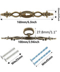 Antique Bronze Cabinet Pulls 6.3 Inch 160mm Vintage Style Drawer Knobs with screws, dimensions labeled, side and top view