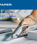 Dremel 4V Cordless Electric Scissors With USB Rechargeable Battery And Two Sharp Hssc Blades For Cutting Cardboard Fabric And Paper Effortlessly Ideal For Home Diy Tasks And Crafting Projects Made Easy In One Hand cutting wrapping paper.