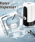 Portable USB Electric Water Bottle Pump For Travel, Home And Office, Automatic Drinking Water Dispenser, with stainless steel pipe