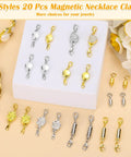 Six Styles Magnetic Necklace Clasps Set With Twenty Pieces Extra Strong Magnets Jewelry Clasp Extenders Display