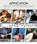 Application of 26 Piece Complete Guitar Repair Kit For Electric Guitar Bass Ukulele Mandolin Banjo With Tools shown on instruments