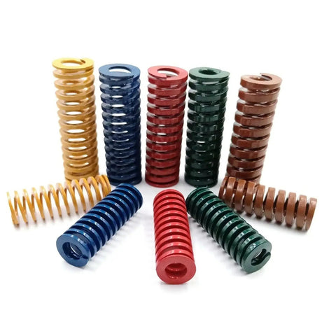 Ten Piece Heavy Duty Compression Spring Sets For Die Mold Loading 60mm Length Industrial Grade Steel Springs in various colors.