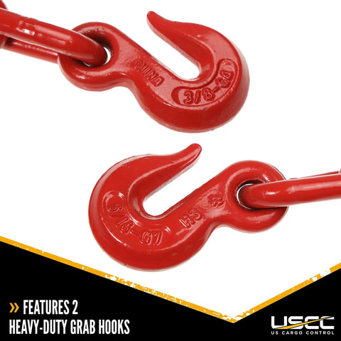 Badass Heavy Duty Lever Load Binder For 516 Inch Grade 70 Chain With 5400 Lbs Working Load Limit And 16200 Lbs Break Strength grab hooks close-up