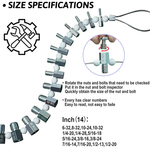 Nut And Bolt Thread Checker Set With 26 Male And Female Gauges SAE Inch And Metric Quick Size And Pitch Verification For Nuts And Bolts Complete Gauge Kit For Pros And DIY Projects