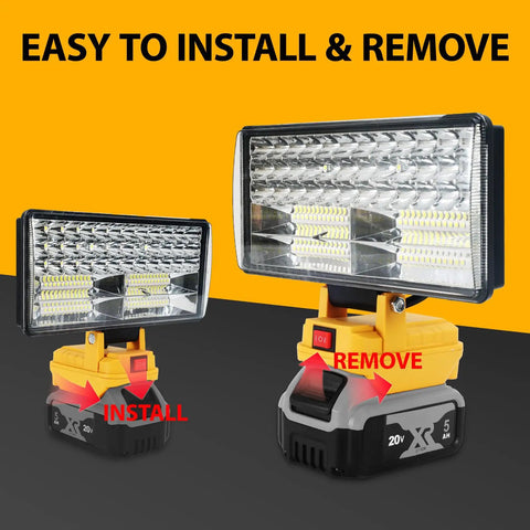 Gutsy Cordless Led Work Light 8 Inch Portable Flood Lamp Offering Dual Step Dimming 90 Watt 9000 Lumen Blast With Low Voltage Safety Shutoff Usb Charging Hub Compatible With Standard 20 Volt Power Tool Packs Ready To Roll Bare Unit For Weekend Warrior