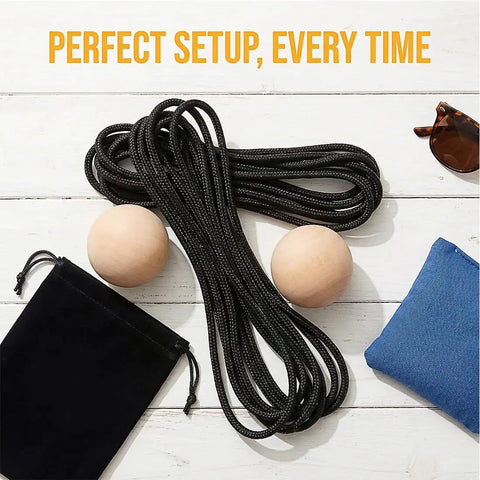 27 Foot Cornhole Distance Tool And Measuring Device For Quick Accurate Board Setup Easy Cornhole Game Accessory black cord with wooden balls and bags
