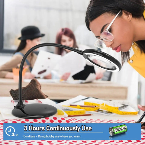 5X Rechargeable Magnifying Glass With Light And Stand For Reading And Close Work Handy Dimmable LED Desk Magnifier for crafts