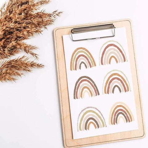 72 Piece Small Boho Rainbow Wall Decals Peel And Stick Set With 12 Sheets Self Adhesive Colorful Rainbow Wall Stickers on clipboard