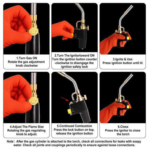 Step-by-step guide using Propane Torch Head Kit With Three Nozzles High Intensity Trigger Start For Soldering Brazing And Welding