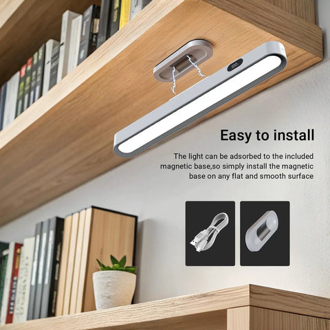 Dope Wireless LED Under Cabinet Light Bar With Magnetic Mount Dimmable 350LM 20 LEDs installed under wooden shelf