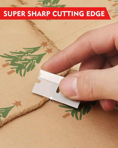 Using Heavy Duty Single Edge Razor Blades, 100 Pack For Industrial Scraping, Made From High Carbon Steel, cutting twine on box