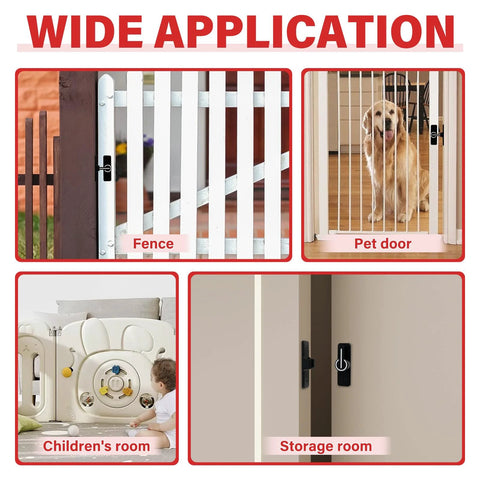 90 Degree Heavy Duty Barn Door Latch Lock For Cabinets Sliding Doors And Barn Doors Zinc Alloy With Matte Black Finish on fence, pet door, children's room, storage room