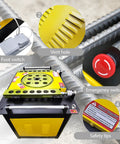 Shop Grade 220V Rebar Bender Machine with foot switch, emergency switch, and vent hole for safe hoop bending.