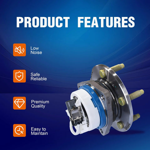 Beefed Up Front Wheel Hub Bearing Assembly 5 Lug ABS Fit GM Cars Including Buick LaCrosse LeSabre shown with features.