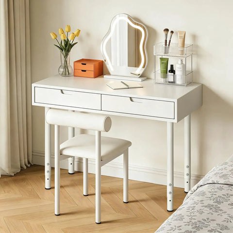 Heavy Duty Adjustable Table Legs 24 To 40 Inch Metal Base With Twist Adjust Leveling Pads Set Of 4 Crisp White Look for chic vanity desk.