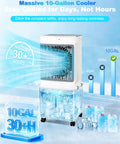 Evaporative Swamp Cooler Portable Air Conditioner With 10 Gallon Detachable Tank Windowless Design 120 Degree Oscillation