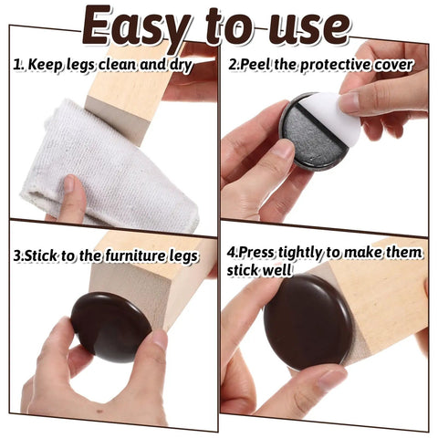 12 Pack Self Adhesive Furniture Sliders For Carpeted And Hardwood Floors 2 Inch Chair Movers Gliders That Glide With Ease And Protect Floors Coffee Color Ideal For Sofas Tables And Beds