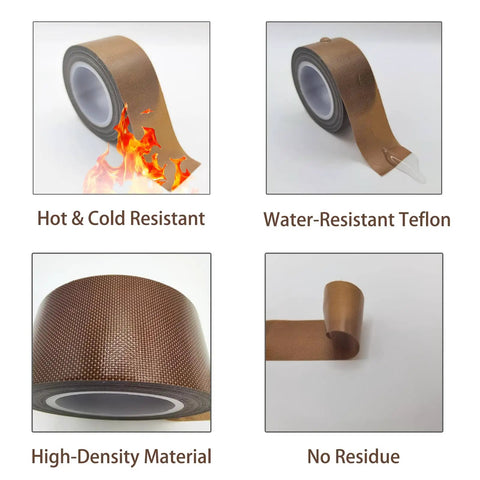 High Temp PTFE Teflon Tape For Heat Sealing And Impulse Sealers, Nonstick Adhesive Tape, Heat Resistant Tape, various views