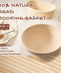 All In One Sourdough Starter Kit With Round And Oval Banneton Baskets Bread Sling Starter Jar Dough Whisk Scrapers Stencils Cooling Rack Bags And More For Easy Pro Level Home Bread Baking, featuring natural rattan banneton baskets.