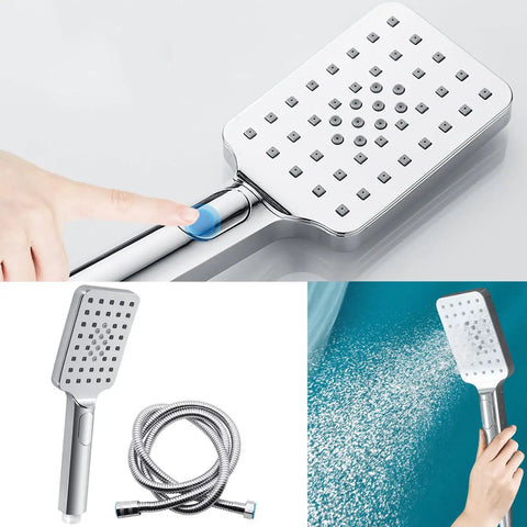 Big 10 Inch Square Rain Shower Head With Handheld Spray, high pressure rainfall, chrome finish, 78 inch hose, multifunctional use