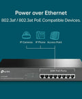 8 Port Gigabit PoE Switch With 153W Budget For Small Offices Plug And Play, metal desktop switch for IP cameras and phones