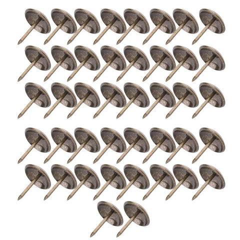 Heavy Duty Upholstery Nails Set Of 50 Thickened Decorative Tacks in vintage green bronze, 16x20mm, arranged diagonally