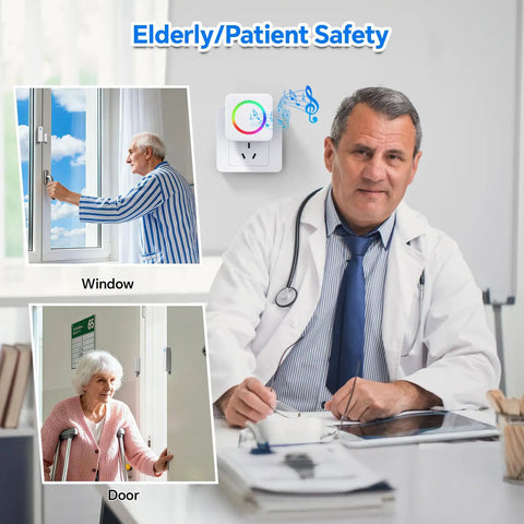 Wireless Door Chime Sensor Alarm When Door Opens For Easy Home Safety Ideal Toddler Barrier And Dementia Care Reminder No Wiring Needed Quick Setup No Fuss Loud Alert For Catching Every Open Door Peaceful Home, window and door use