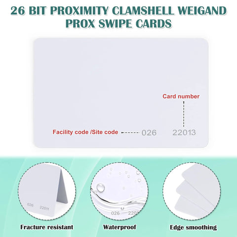 Writable 26-Bit CR80 Proximity RFID Cards 125KHz Weigand Prox Blank ISOProx 1386 1326 Compatible Printable Front And Back