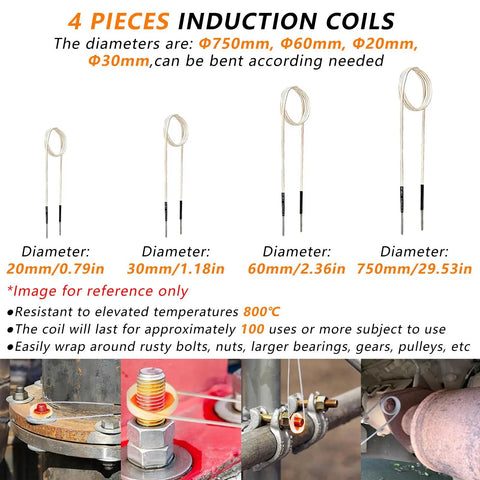 Heavy Duty Magnetic Induction Heater Kit For Yanking Stuck Rusty Bolts And Bearings 2500W with four precision induction coils.