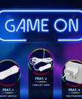 Lit Gaming Neon Sign Blue LED Wall Decor for Game Room Setup, USB powered with on/off switch and 5.9ft wire.
