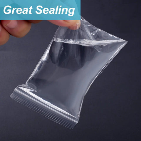 Clear Zip Bags 4 By 6 Inch Pack Of 200 Reclosable Plastic Bags 2 Mil Thick Food Grade Safe Mini Baggies For Pills Beads Screws Jewelry Packaging Includes 56 Blank Tag Stickers, highlighting waterproof seal feature
