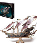 3D Pirate Ship Puzzle Kit For Adults Build It Yourself Brain Teaser Model Wood Craft Educational Desk Toy And Room Decor