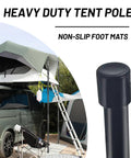 Beefy Heavy Duty Tent Poles for Tarp Adjustable 75 Inch Camping Poles 0.65 Inch Diameter with tent setup on vehicle