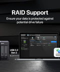Dead Simple Setup Two Bay Usb Type C Direct Attached Storage Enclosure With Hardware Raid Support For Ssd And Hdd Drives on MacBook.